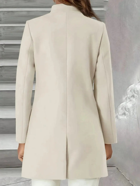Single-Breasted Stand Collar Coat with Pocket - Style Ratio