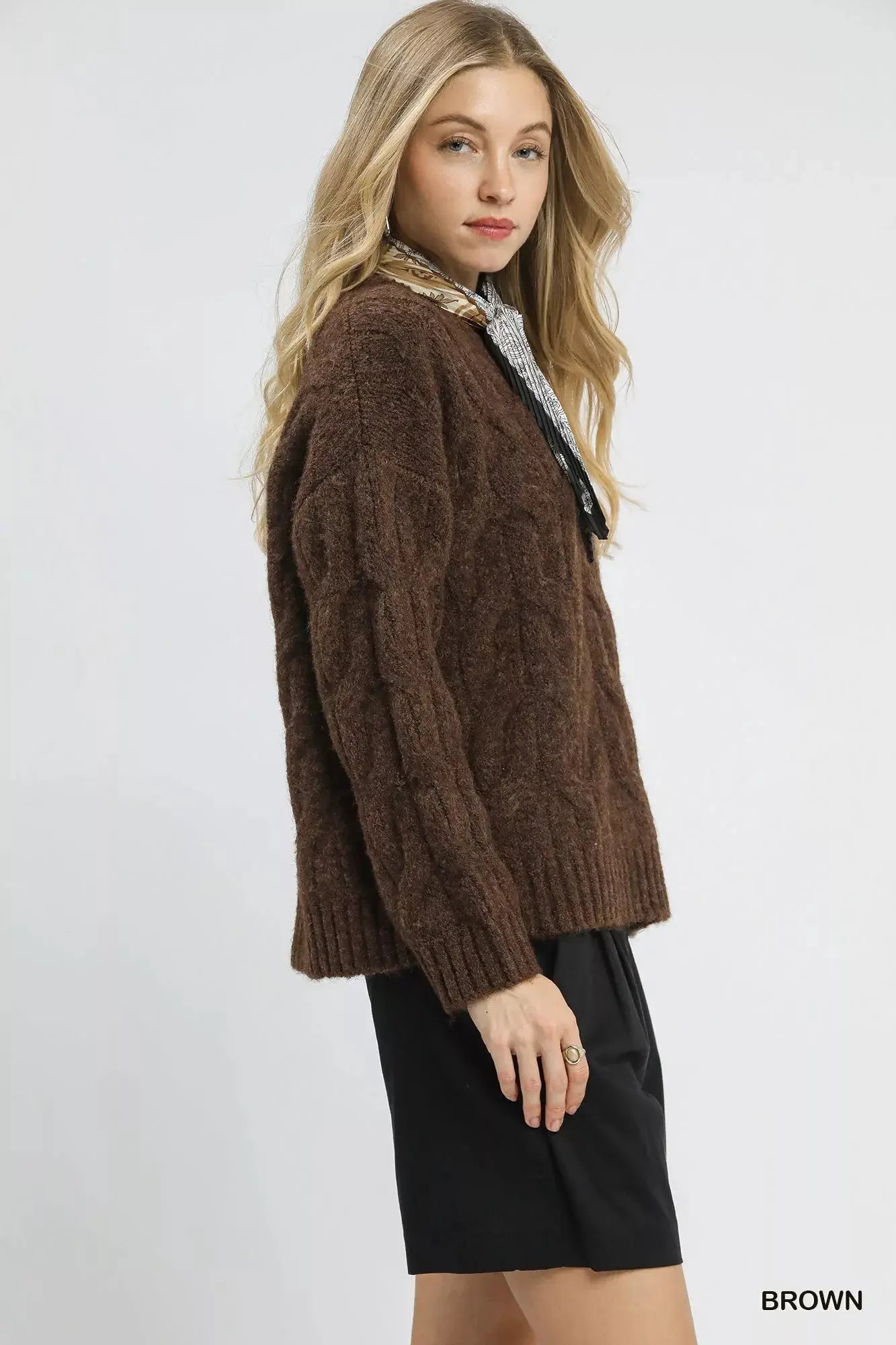 Umgee Cable Knit Cozy Sweater  Style Ratio