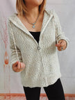 Zip Up Drawstring Long Sleeve Hooded Sweater  Style Ratio