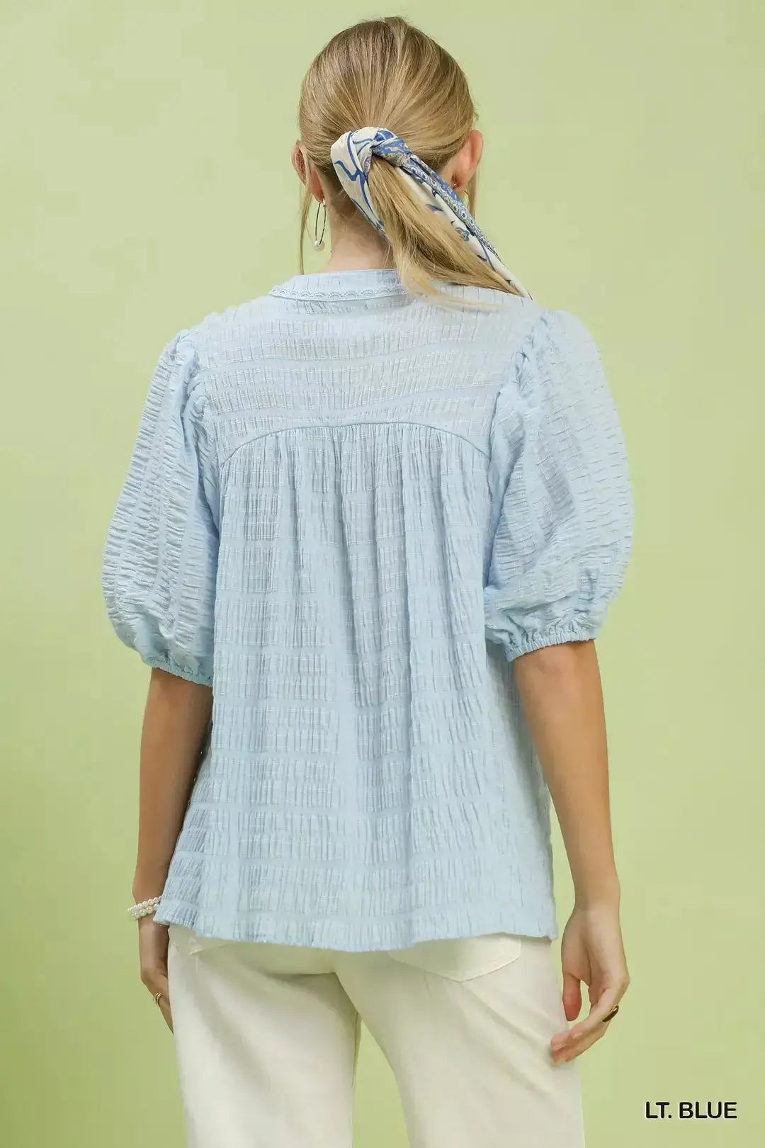 Umgee Textured Puff Sleeve Blouse  Style Ratio