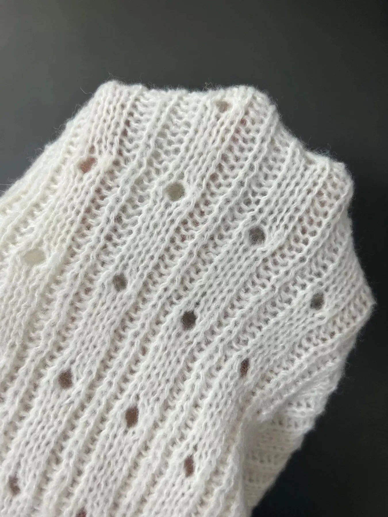 Mock Neck Eyelet Knit Top  Style Ratio