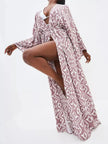 Geometric Print Surplice Beach Cover Up  Style Ratio