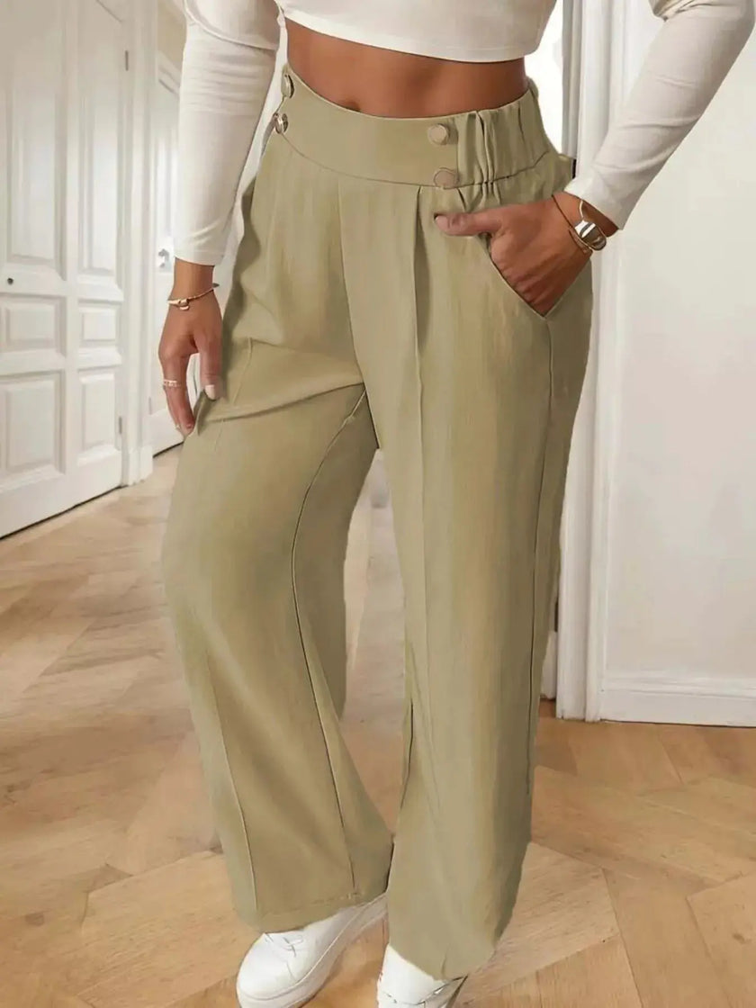 Full Size High Waisted Wide Leg Pants  Style Ratio