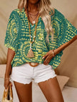 Printed V Neck Half Sleeve Blouse  Style Ratio