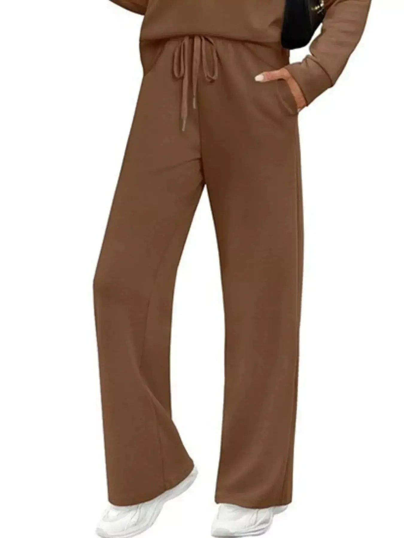 Full Size Long Sleeve Round Neck Top and Pants Set  Style Ratio
