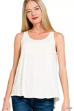 Zenana Flowy Hem Rayon Sleeveless Tank Top  Style Ratio