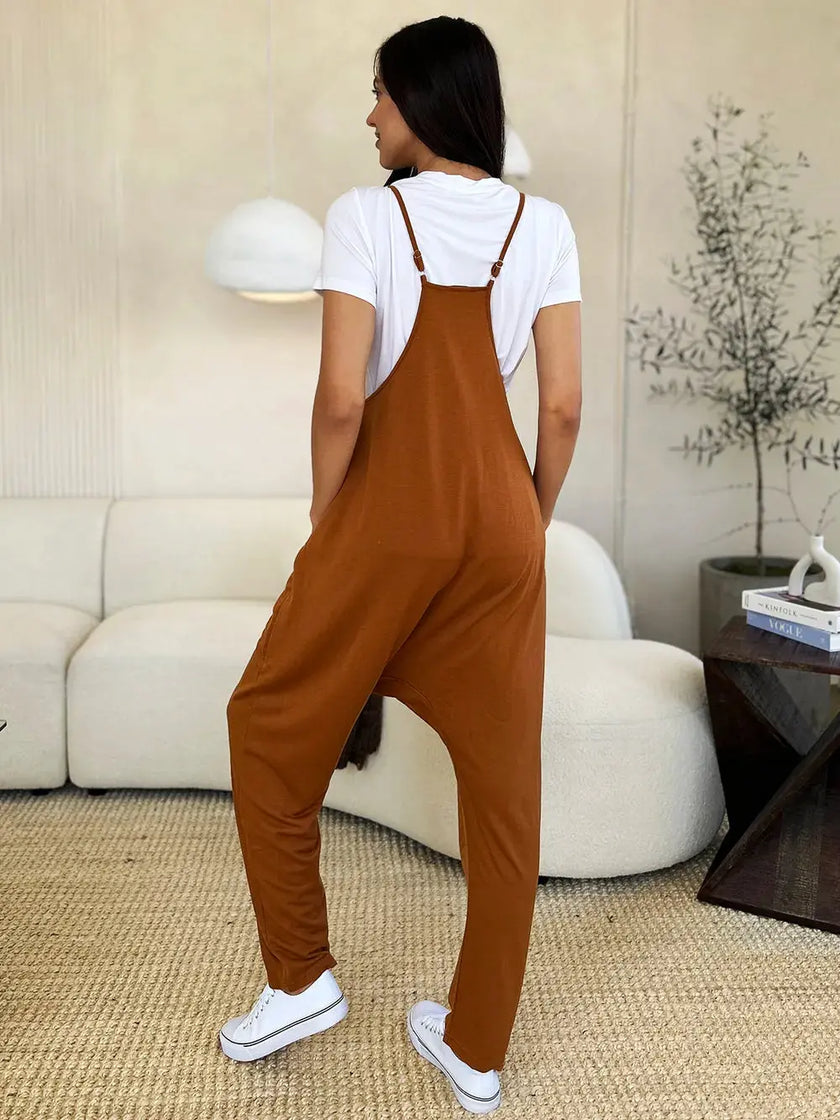 Double Take Full Size Sleeveless V-Neck Pocketed Jumpsuit  Style Ratio