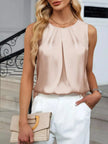 Pleated Round Neck Tank Top  Style Ratio