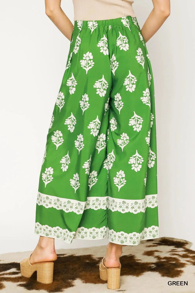 Umgee Floral Pleated Wide Leg Pants  Style Ratio