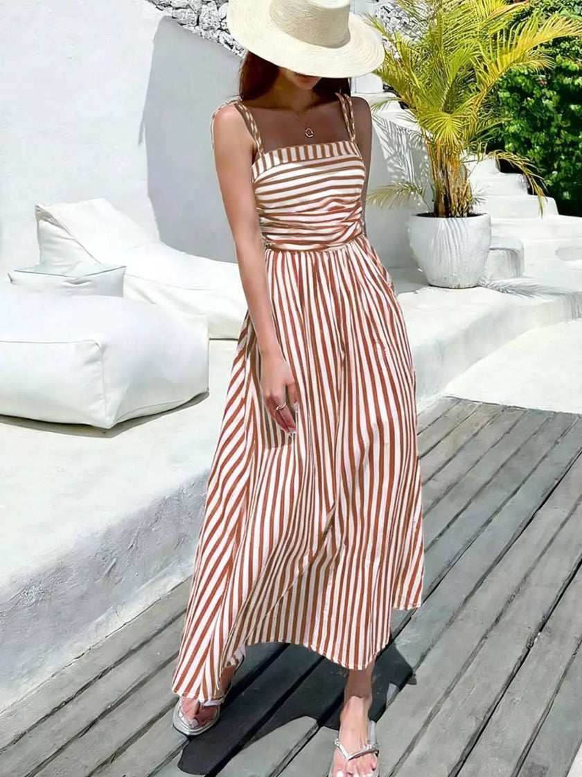 Striped Spaghetti Strap Casual Maxi Dress  Style Ratio