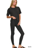 Zenana Full Size Brushed Dty Microfiber Short Sleeve Top and Pants Loungewear Set  Style Ratio