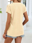 Eyelet Petal Sleeve V Neck Shirt  Style Ratio