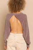 POL Round Neck Backless Sweater with Ribbed Edge  Style Ratio