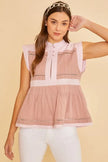 Annie Wear Contrast Trim Peplum Button Detail Blouse  Style Ratio