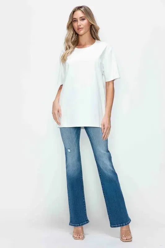 bytos Full Size Distressed High Rise Jeans with Pockets  Style Ratio