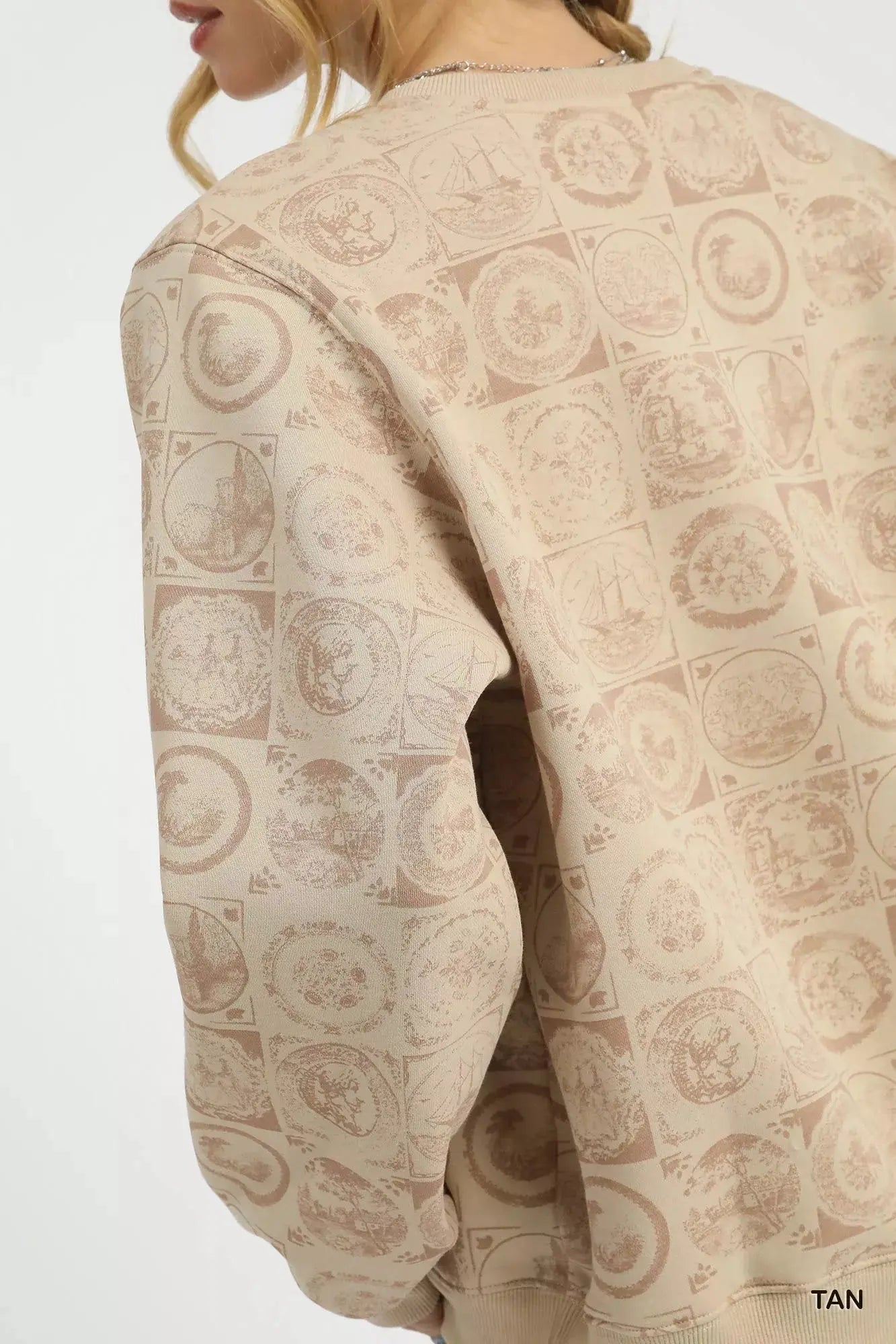 Umgee Coin Stamp Print Sweatshirt  Style Ratio