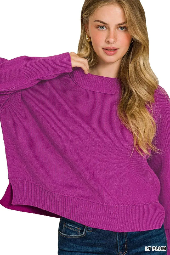 Zenana Wide Neck Band Drop Shoulder Sweater  Style Ratio