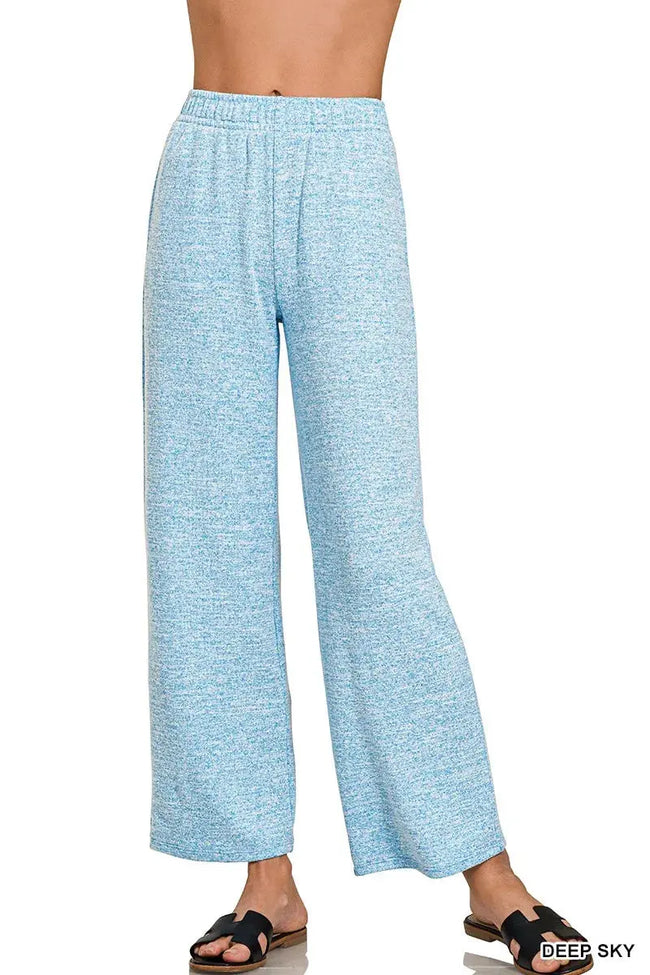 Zenana Soft Melange Hacci Elastic Waistband Lounge Pants  Style Ratio