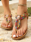 Multi-Color Beaded T-Strap Sandals  Style Ratio