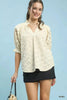 Umgee Linen V-Neck Lace Puff Sleeve Top  Style Ratio
