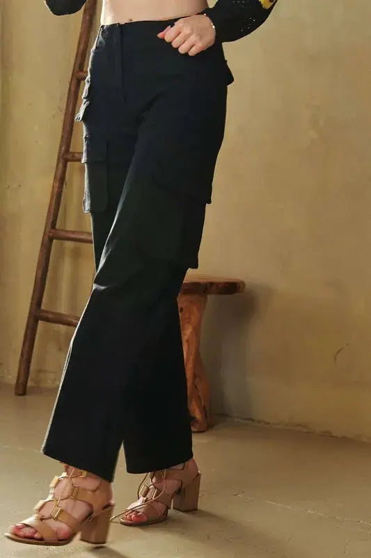 Davi & Dani Flap Pocket Mid Rise Cargo Pants  Style Ratio