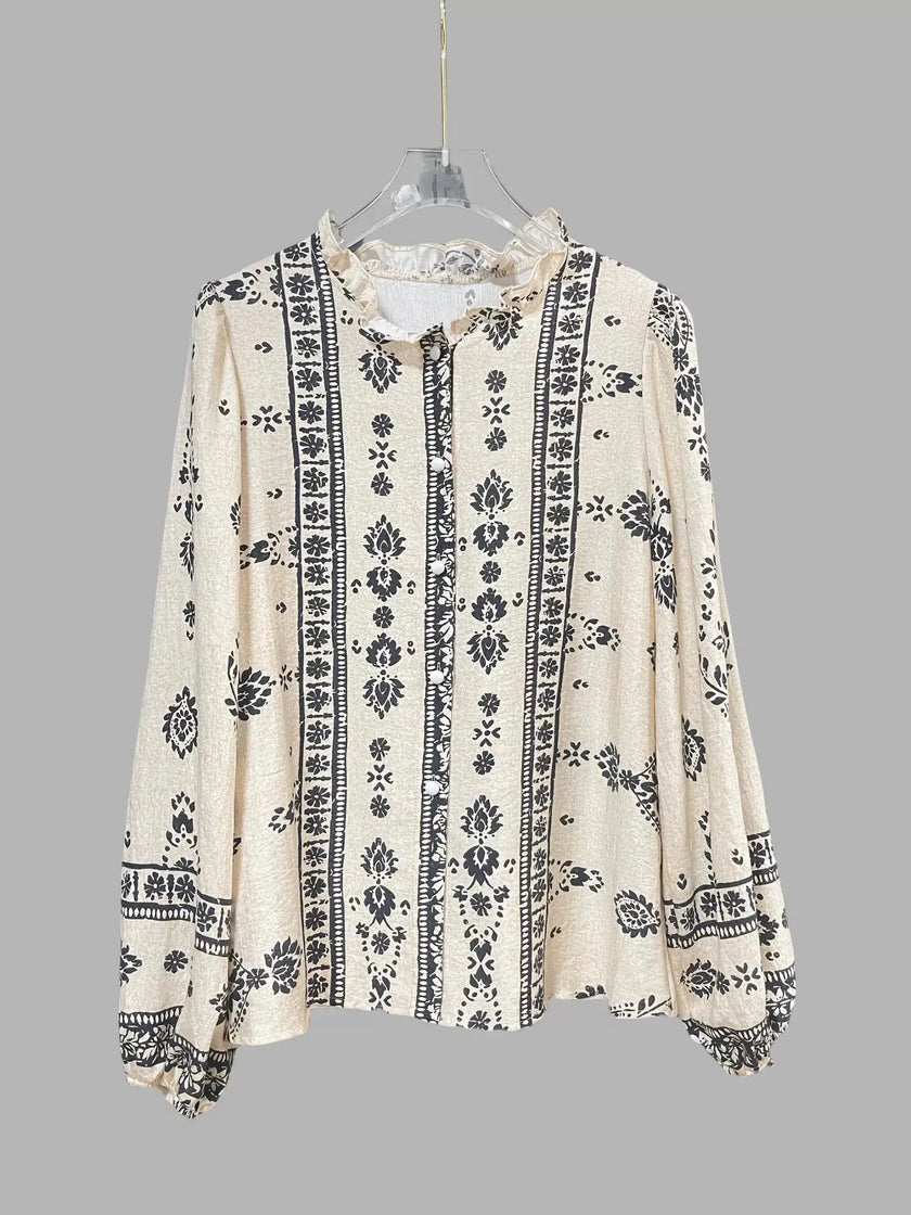 Printed Long Sleeve Blouse  Style Ratio
