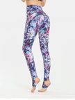 Printed Wide Waistband Active Leggings with Stirrups  Style Ratio