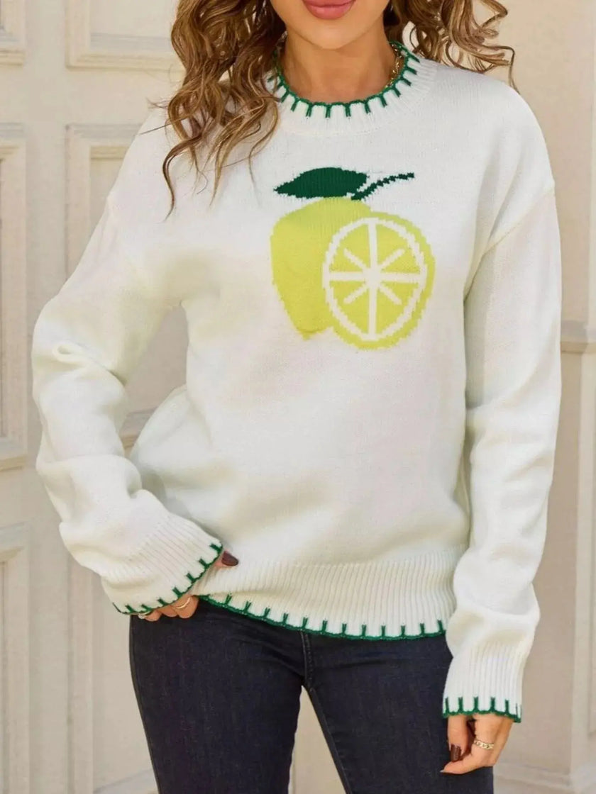 Lemon Round Neck Sweater  Style Ratio