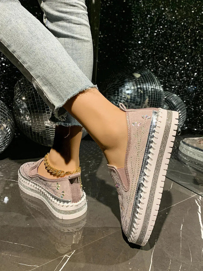 Rhinestone Embellished Platform Loafers  Style Ratio