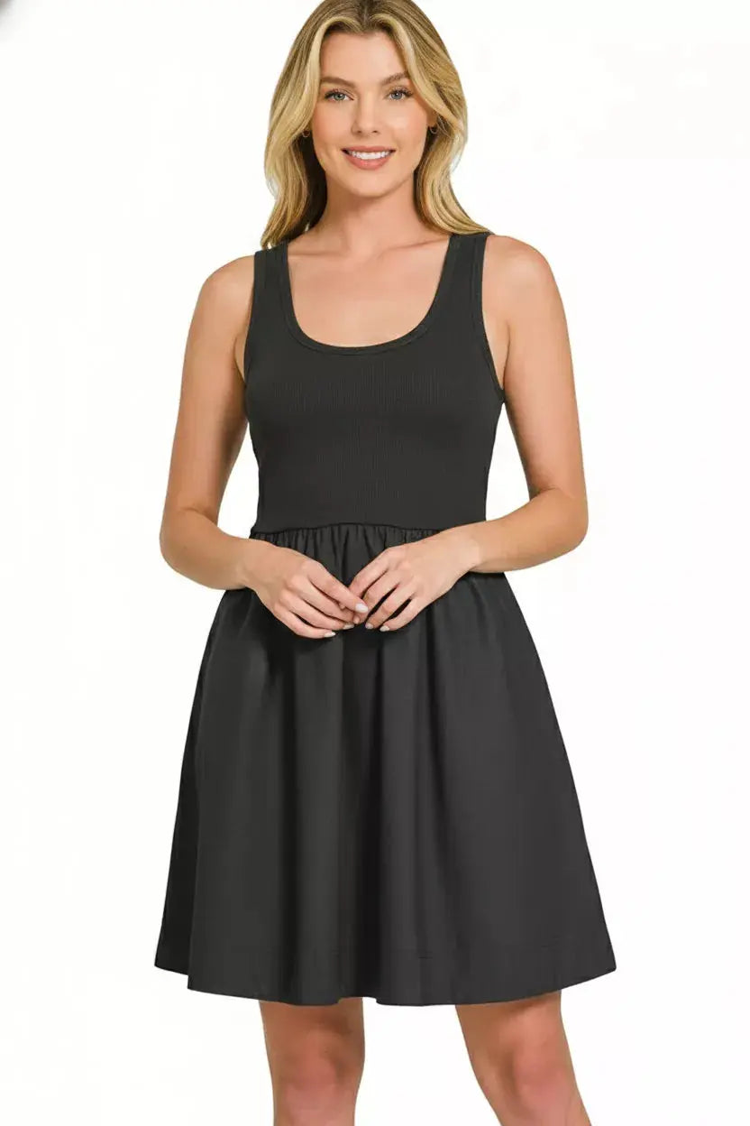 Zenana Combined Knit & Woven Midi Dress  Style Ratio