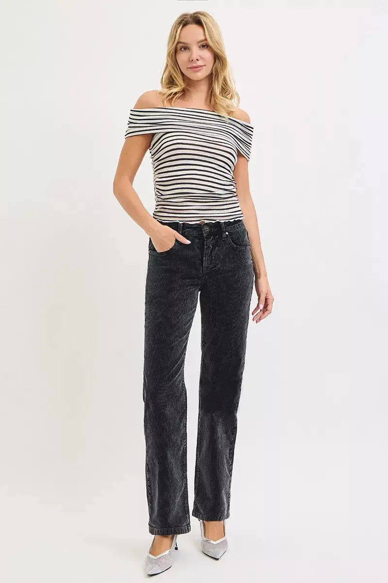 RISEN Tummy Control Mid Rise Straight Leg Corduroy Pants  Style Ratio