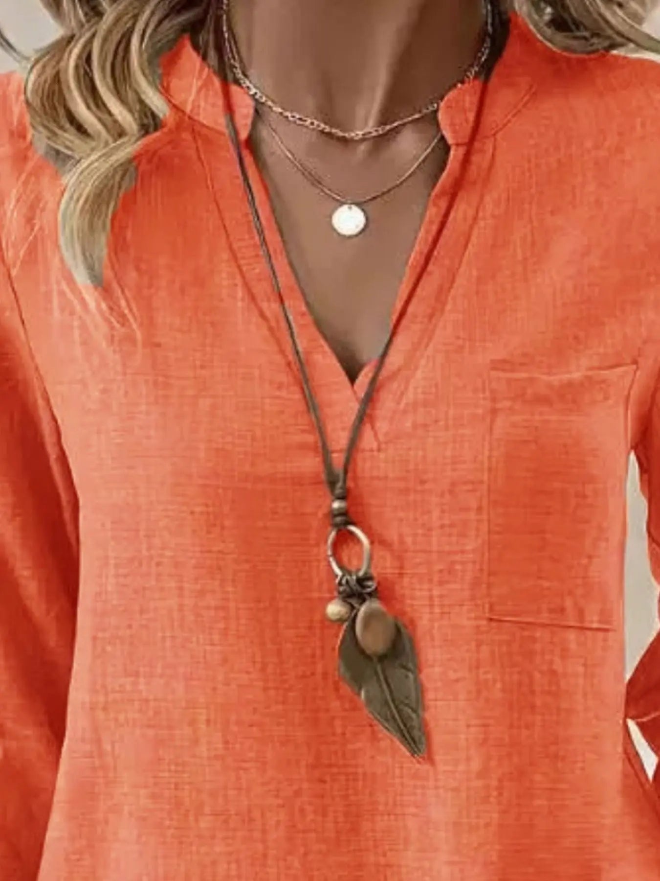 Notched Roll-Up Long Sleeve Shirt  Style Ratio