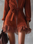 Lace-Trim Zip Front Dress  Style Ratio