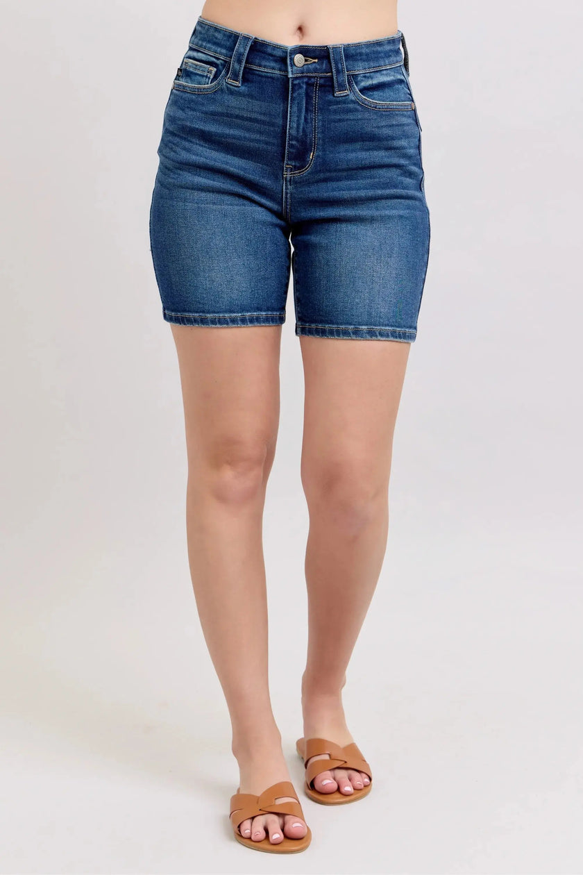 Judy Blue Full Size High Waist Bermudas Jeans W/ Back Flap Pockets  Style Ratio