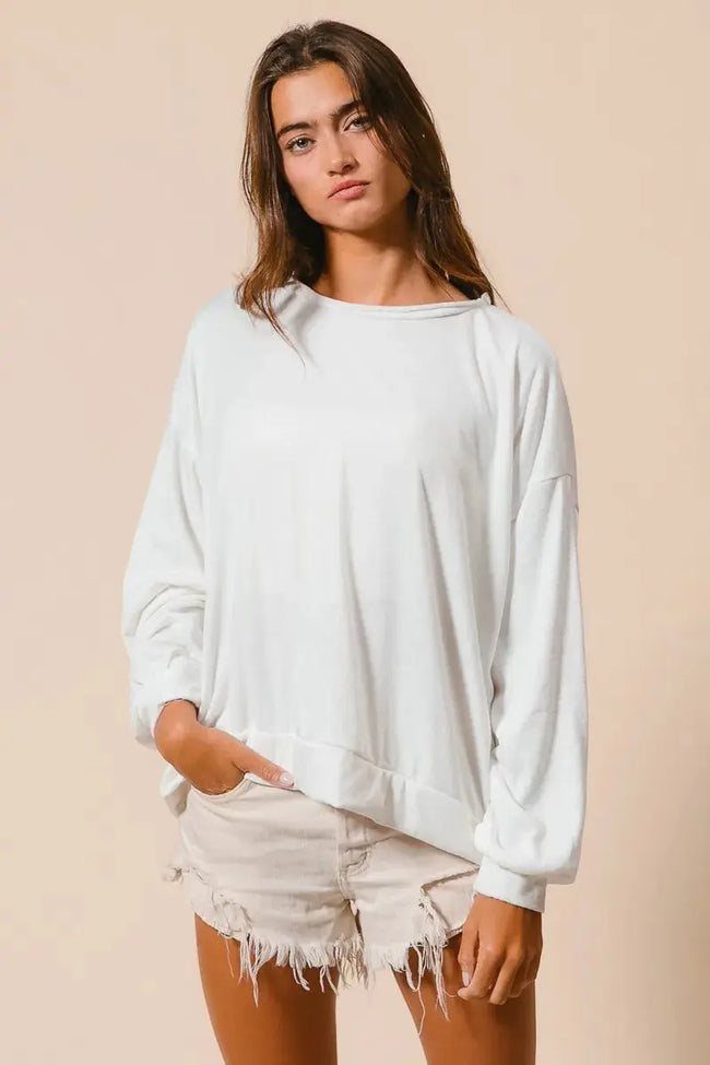 BiBi Loop Terry Pull Over With Cut Edge Band  Style Ratio