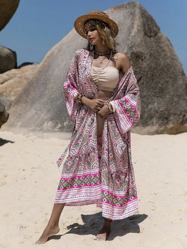 Printed Open Front Cover Up  Style Ratio