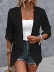 Eyelet Roll-Tab Sleeve Cardigan  Style Ratio