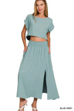Zenana Heavy Woven Span Crop Tee & Skirt Set  Style Ratio