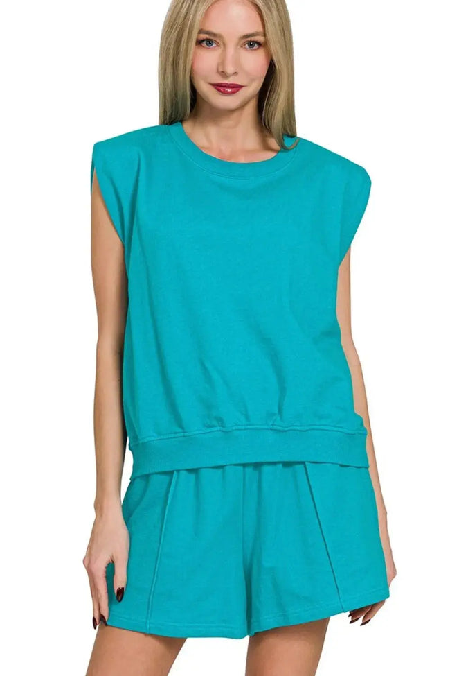 Zenana French Terry Sleeveless Top & Shorts Set  Style Ratio