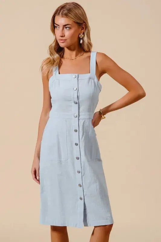 So Me Button Down Pocket Front Pinafore Dress  Style Ratio