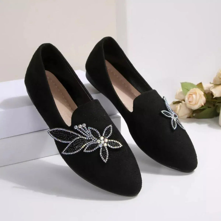 Rhinestone Point Toe Flats Slip-Ons  Style Ratio