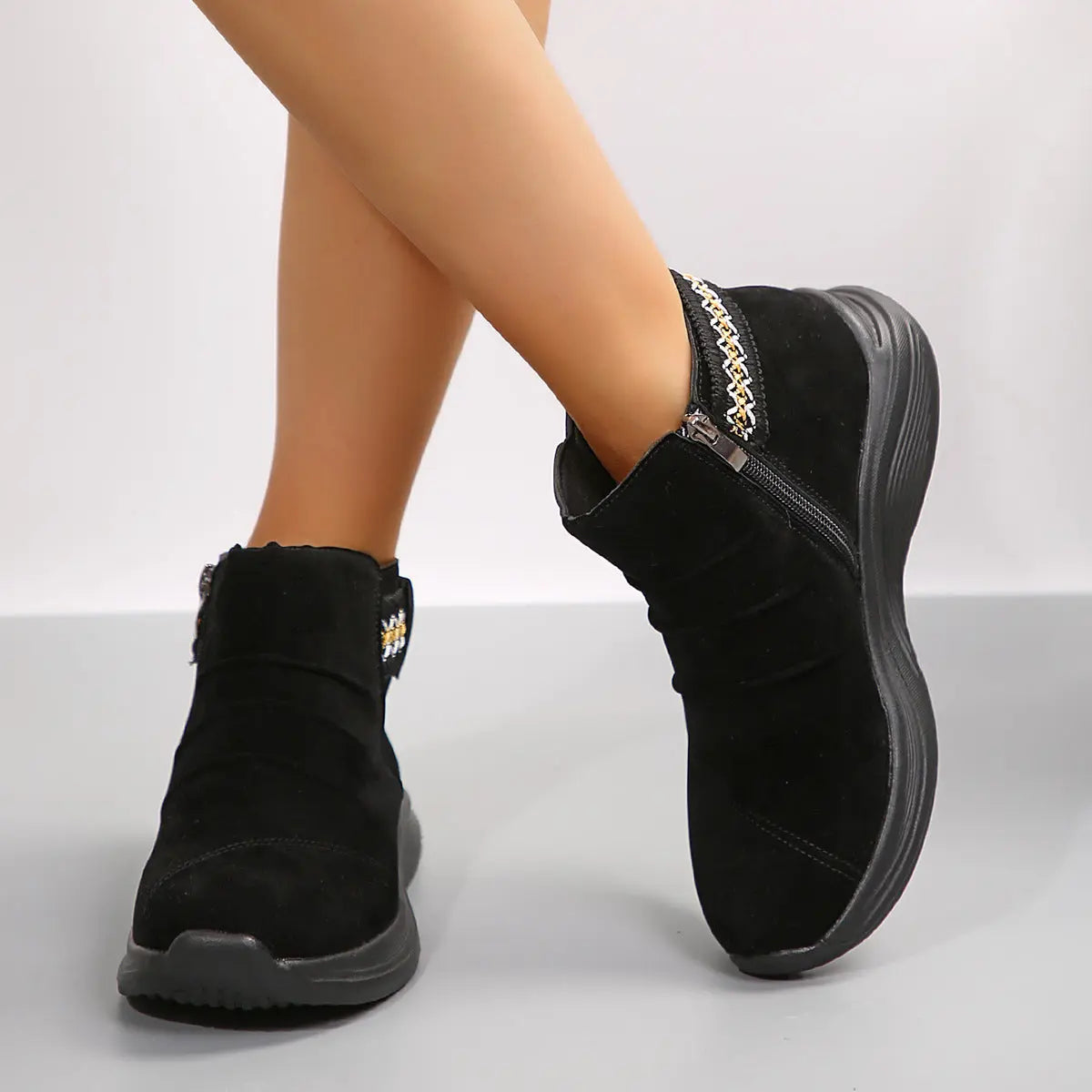 Pleated Side Zip Short Boots  Style Ratio