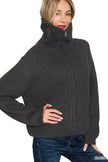 Zenana High Neck Full Zip Sweater Cardigan  Style Ratio