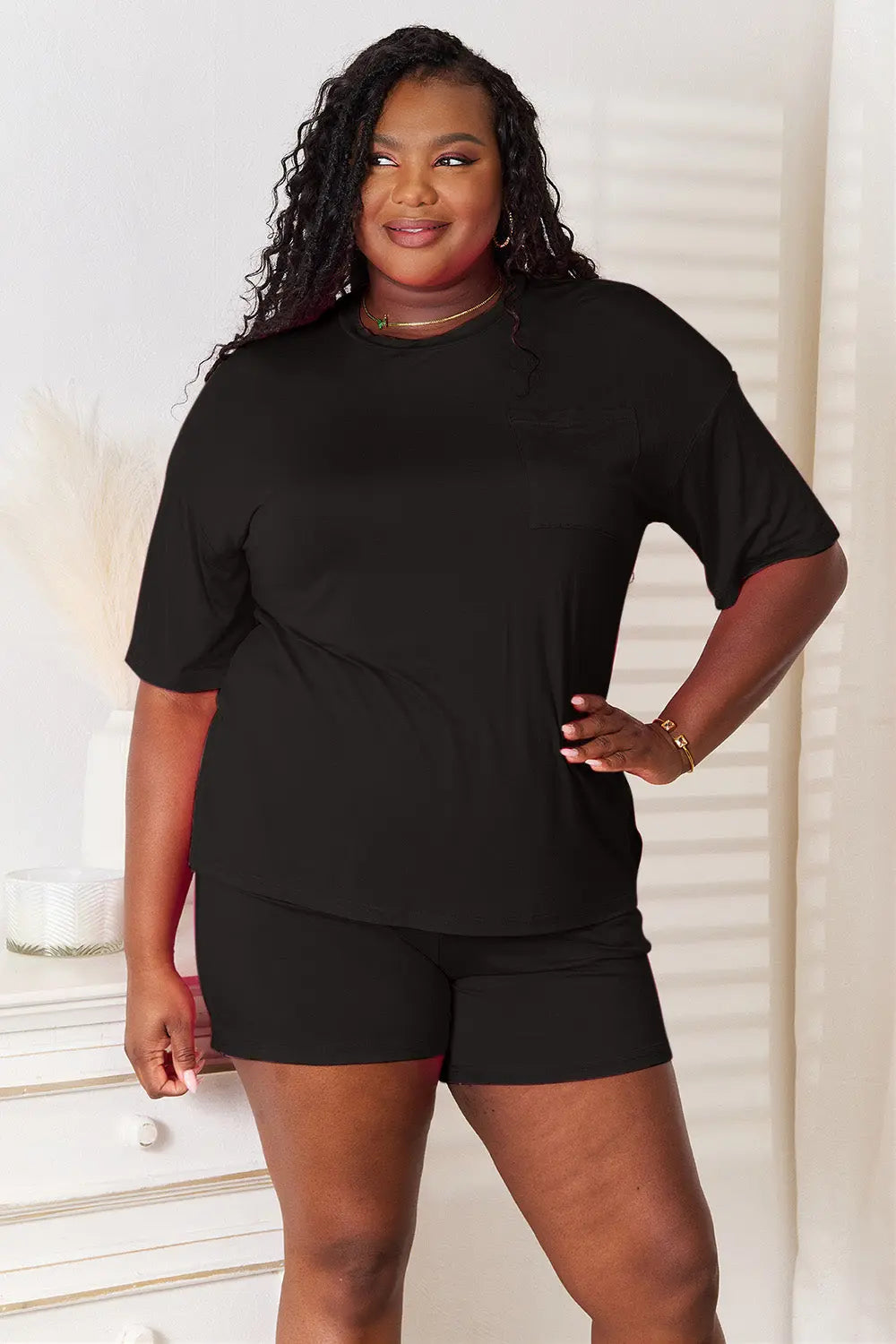 Basic Bae Full Size Soft Half Sleeve Top and Shorts Loungewear  Style Ratio