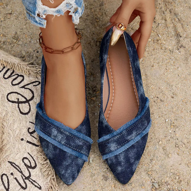 Floral Jean Point Toe Slip-Ons  Style Ratio