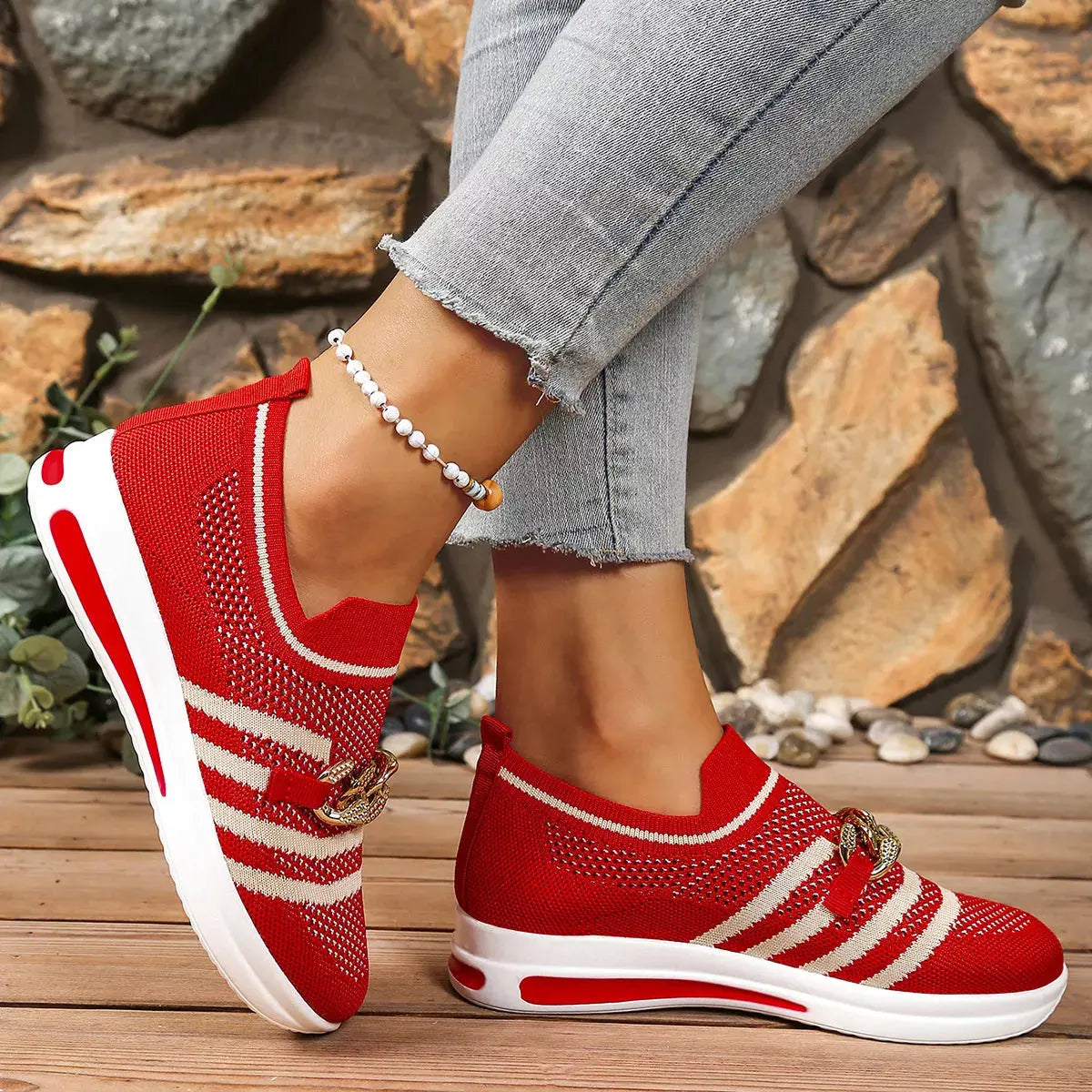 Round Toe Mesh Slip-Ons  Style Ratio