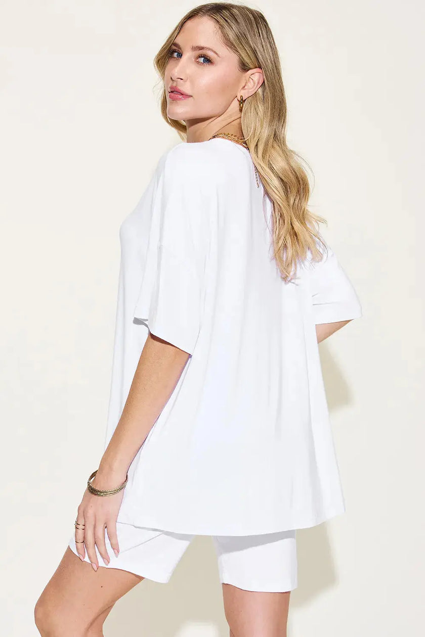 Basic Bae Full Size V-Neck Drop Shoulder Shirt and Shorts Loungewear  Style Ratio
