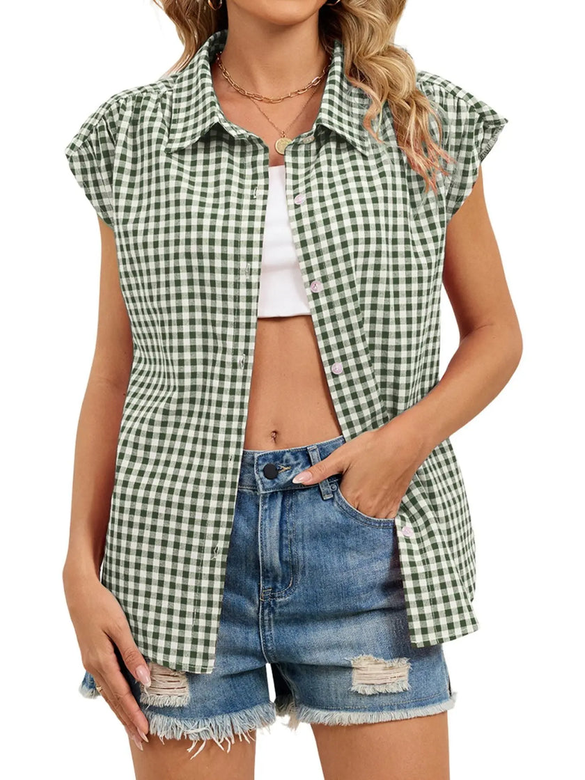 Gingham Button Down Short Sleeve Shirt  Style Ratio