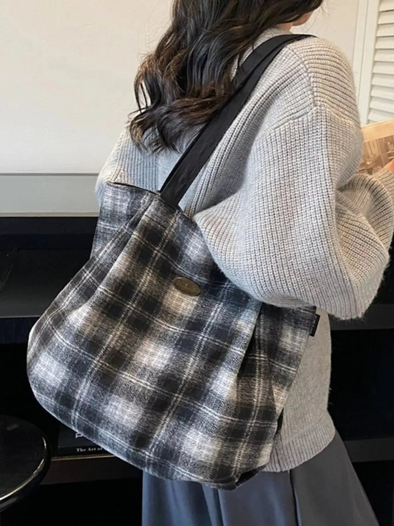 Plaid Pattern Casual Tote Bag  Style Ratio