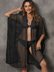 Sheer Mesh Button Up Cover Up  Style Ratio